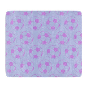 Planche À Découper Motif de balle de soccer mignon en violet et bleu