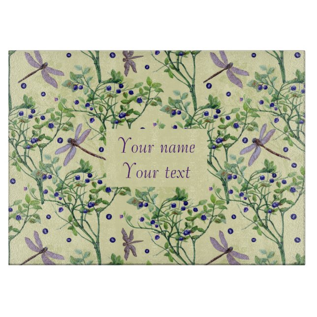 Planche À Découper Motif de bleuets avec libellules (Devant)