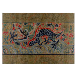 Planche À Découper Motif de broderie en soie de dragon chinois antiqu