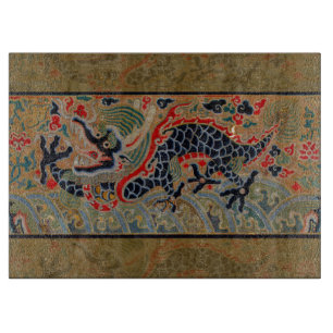 Planche À Découper Motif de broderie en soie de dragon chinois antiqu
