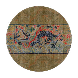 Planche À Découper Motif de broderie en soie de dragon chinois antiqu