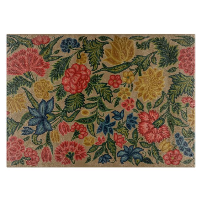 Planche À Découper Motif de broderie florale au crewel vintage (Devant)