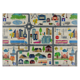 Planche À Découper Motif de carte de ville