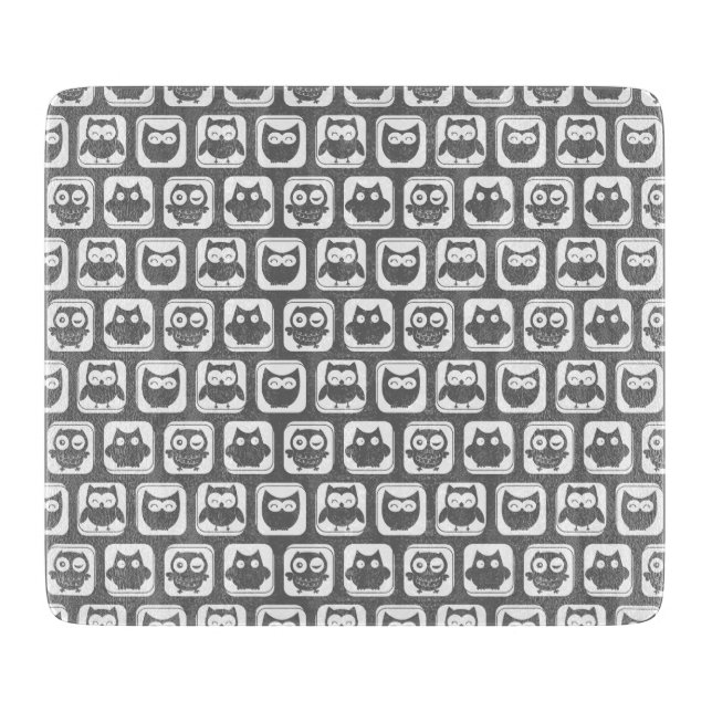 Planche À Découper Motif de chou gris et blanc (Devant)