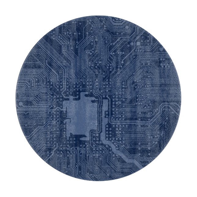 Planche À Découper Motif de circuit Geek bleu (Devant)