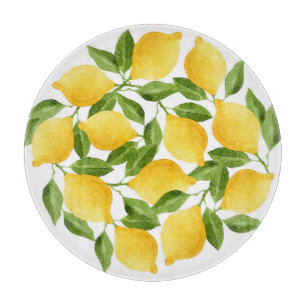 Planche À Découper Motif de citrons d'aquarelle