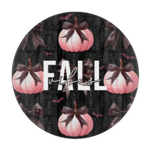 Planche À Découper Motif de citrouilles roses d'automne