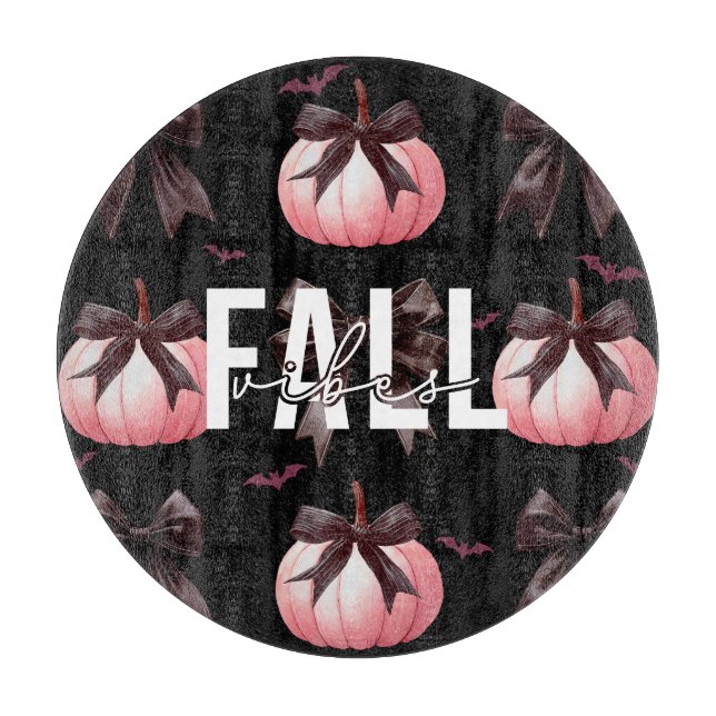 Planche À Découper Motif de citrouilles roses d'automne  (Devant)