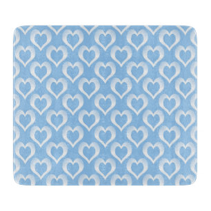 Planche À Découper Motif de cœurs blancs bleus