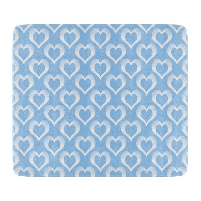 Planche À Découper Motif de cœurs blancs bleus (Devant)