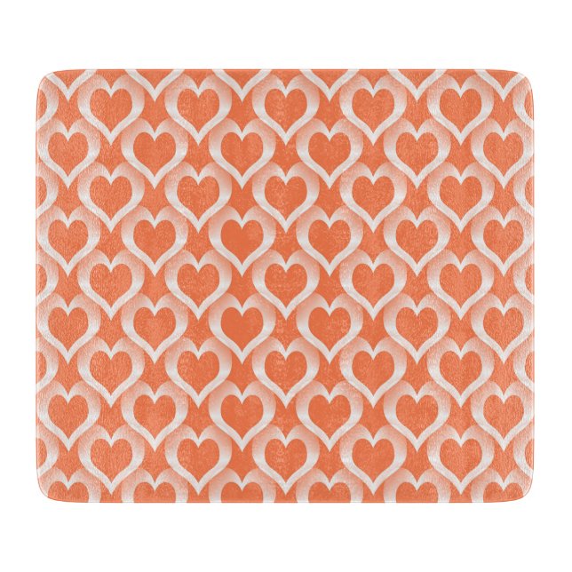 Planche À Découper Motif de cœurs blancs corail (Devant)