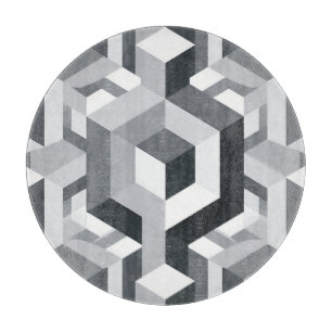 Planche À Découper Motif de cube isométrique monochrome