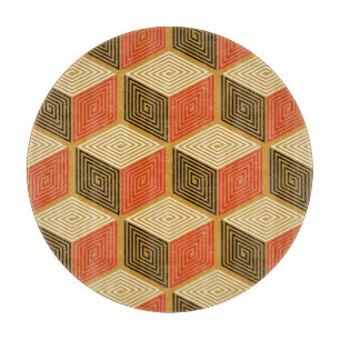 Planche À Découper Motif de cube Vintage rouge or