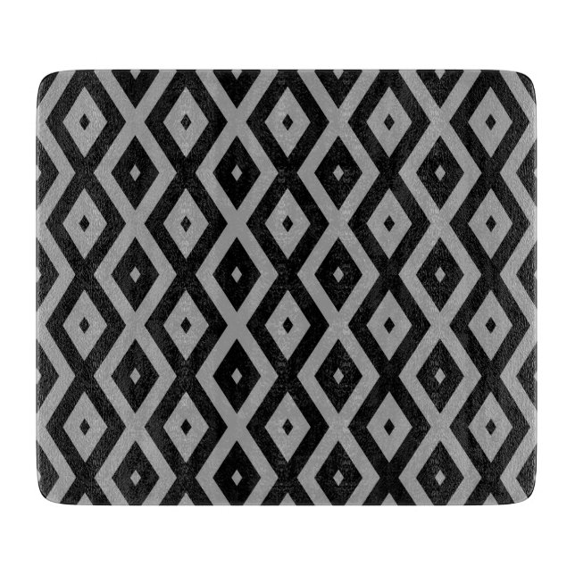 Planche À Découper Motif de diamants gris et noir (Devant)