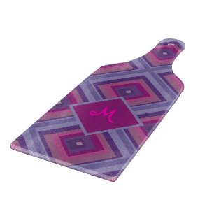 Planche À Découper Motif de diamants rose violet Monogramme Artsy ini