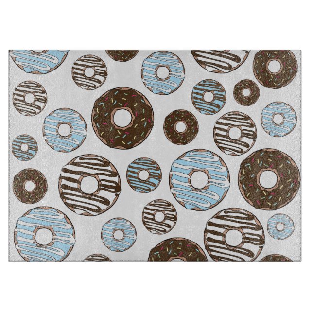 Planche À Découper Motif De Donuts, Donuts Bleus, Donuts Brown (Devant)