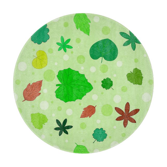 Planche À Découper Motif de feuille avec diverses formes et couleurs (Devant)