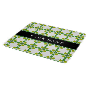 Planche À Découper Motif de feuille, feuilles vertes, votre nom