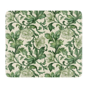 Planche À Découper Motif de feuilles d'acanthe vert foncé orné