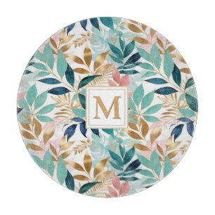 Planche À Découper Motif de feuilles jolies été pastel élégant chic