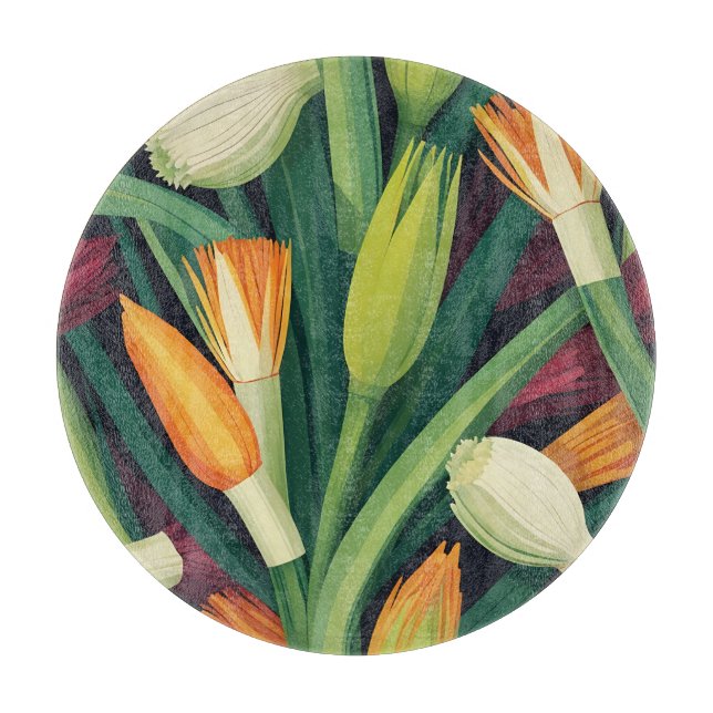 Planche À Découper Motif de fleur d'oignon vibrant (Devant)