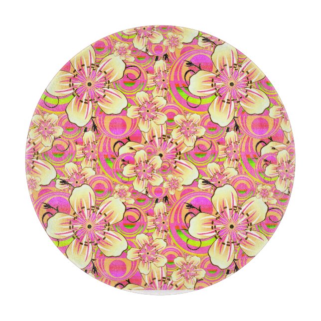Planche À Découper motif de fleur rose funky (Devant)