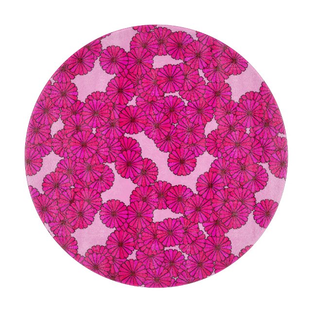 Planche À Découper Motif de fleurs Art Déco - magenta sur rose (Devant)