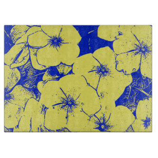 Planche À Découper Motif de fleurs bleu jaune