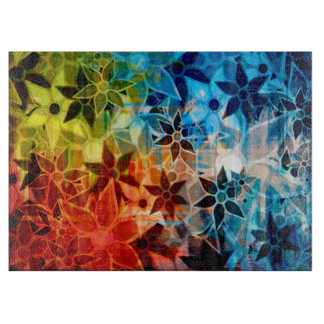 Planche À Découper Motif de fleurs d'art Abstrait #4 (Devant)