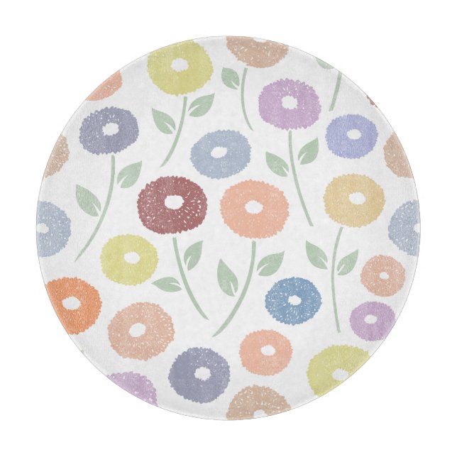 Planche À Découper Motif de fleurs floues pastel sur fond blanc (Devant)