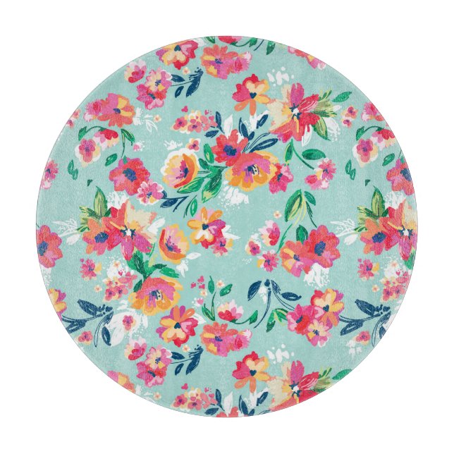Planche À Découper Motif de fleurs peint (Devant)