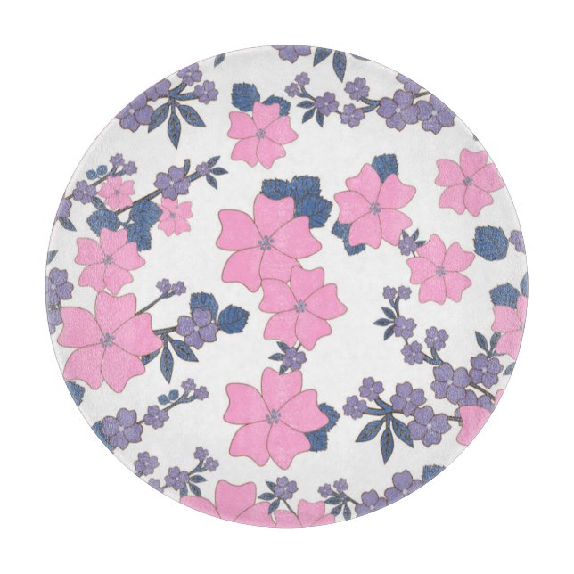 Planche À Découper Motif DE FLEURS ROSE ET PURPLE (Devant)