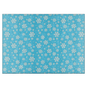 Planche À Découper Motif de flocons de neige de Noël bleu clair et bl