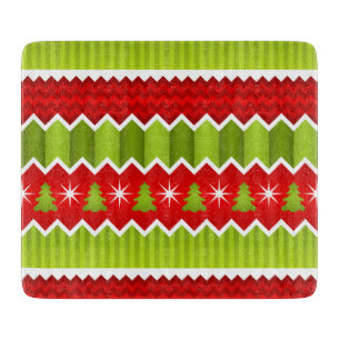 Planche À Découper Motif De Frappes Chevron Rouge Et Vert Noël