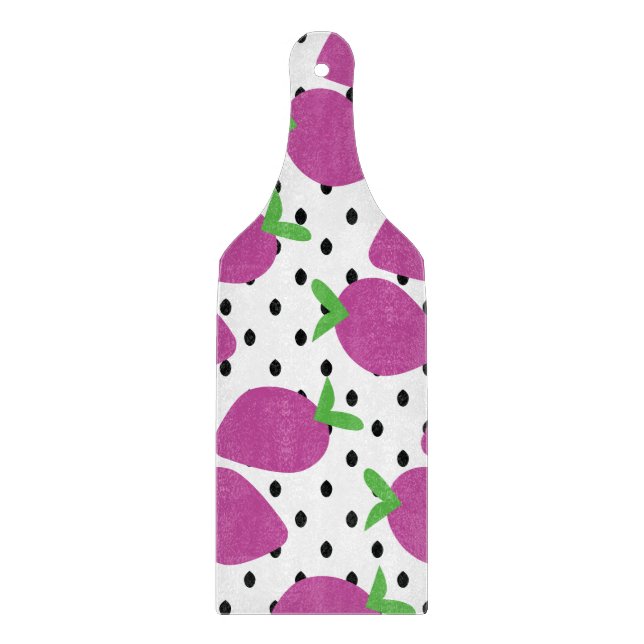 Planche À Découper Motif de fruit à graines noires et fraise violette (Devant)