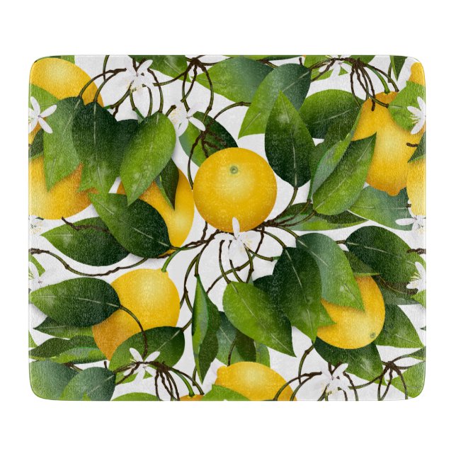 Planche À Découper Motif de fruits au citron moderne (Devant)