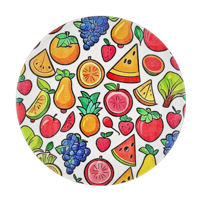 Planche À Découper Motif de fruits vibreux (Devant)