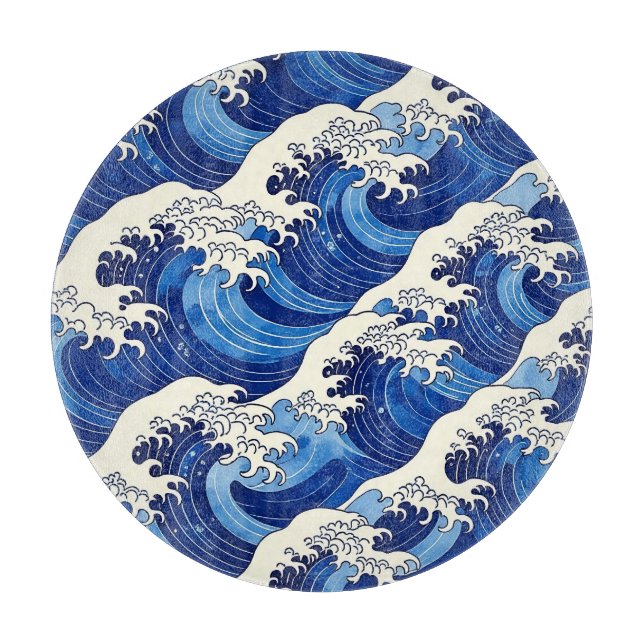 Planche À Découper Motif de grande vague japonaise Océan  (Devant)