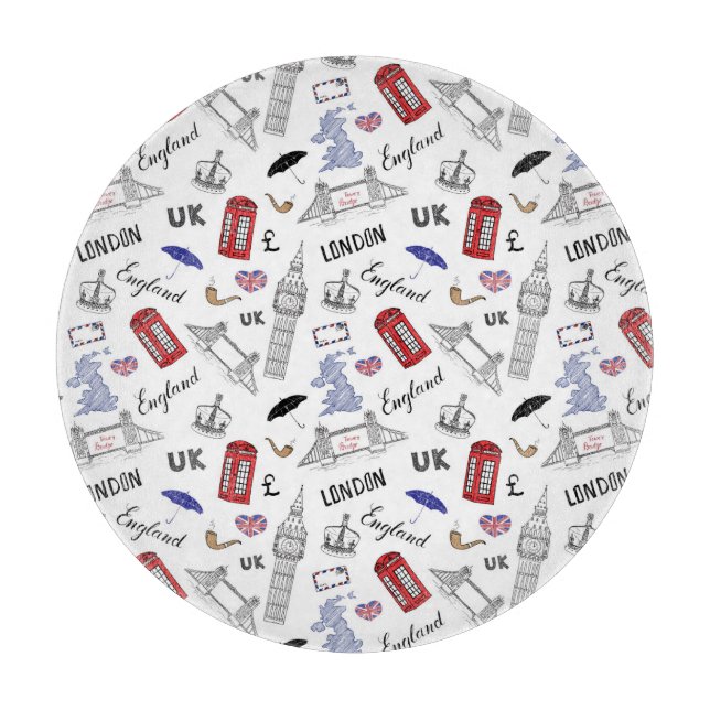 Planche À Découper Motif de griffonnages de ville de Londres (Devant)