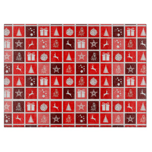 Planche À Découper Motif de grille de Noël rouge moderne minimaliste