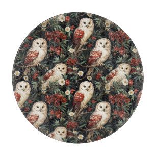 Planche À Découper Motif de hibou floral Noël vintage fantastique
