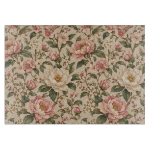 Planche À Découper Motif de jardin de pivoines et de roses romantique