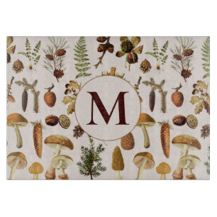 Planche À Découper Motif de la nature de la forêt de pins champignons