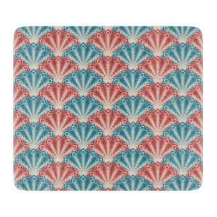 Planche À Découper Motif de la queue de paon rouge et bleu