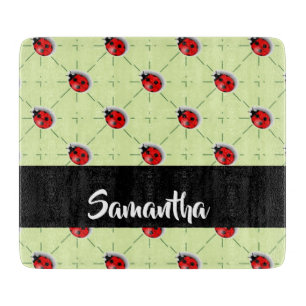 Planche À Découper Motif de ladybugs de nom personnalisé