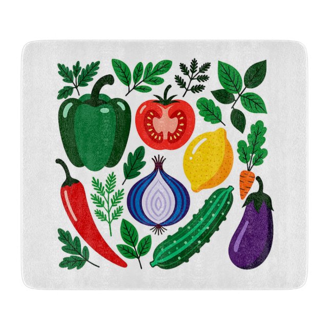 Planche À Découper Motif de légumes (Devant)