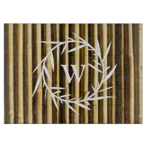 Planche À Découper Motif de lignes verticales de monogramme en bambou