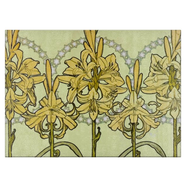 Planche À Découper Motif de lys Art nouveau d'Alphonse Mucha vintage (Devant)