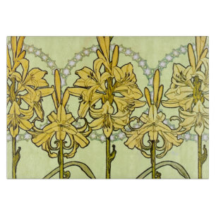 Planche À Découper Motif de lys Art nouveau d'Alphonse Mucha vintage