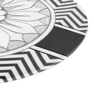 Planche À Découper Motif de médaillon moderne gris et rose Monogramme